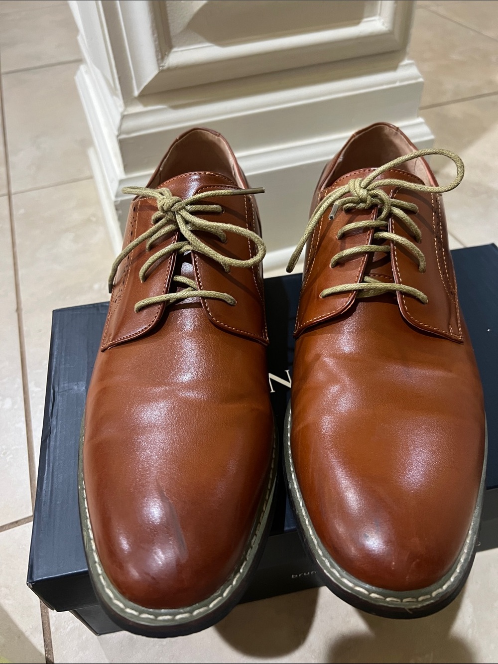 Prince Men's Lace-Up Oxford in Cognac Brown Bruno Marc